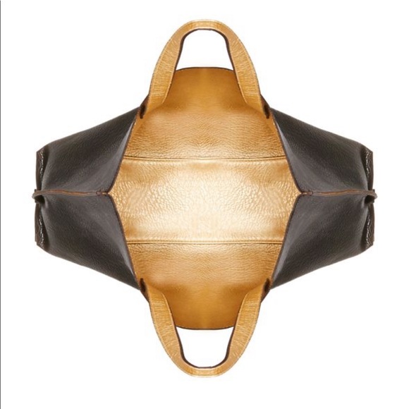 JustFab MONTAGE reversible black/gold tote - Picture 5 of 13